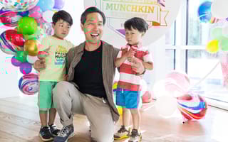 Munchkin team member spends the day with his two children at Munchkin’s annual Take Your Kid To Work Day.