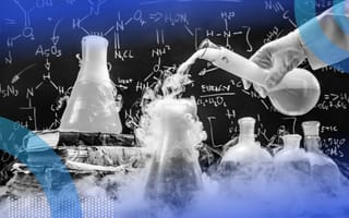 Enterprises Should Learn From Academia’s Reproducibility Crisis Six beakers full of frothing liquid stacked on leather bound books in front of a chalkboard full of formulas