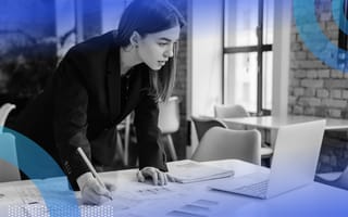 Salesperson manually reviewing data