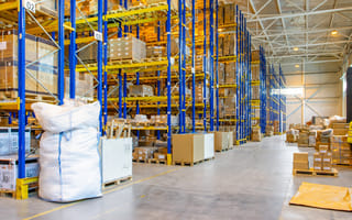 The interior of a warehouse is pictured.