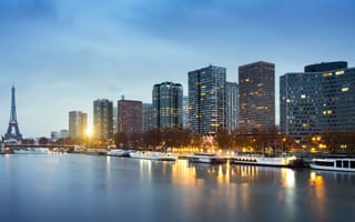 Beaugrenelle district and Seine river in Paris, France.