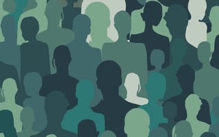 silhouettes of many people in camouflage colors