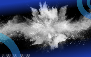 An explosion of powder over a black background.
