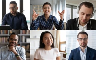 Six coworkers in a virtual call