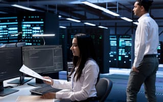 Fintech employes work on new platform.