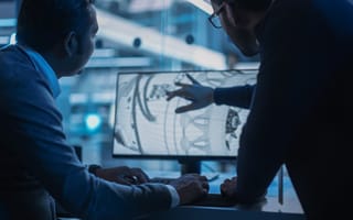 20 Aerospace Companies in India to Know Two aerospace engineers analyze a jet engine prototype on a computer screen.