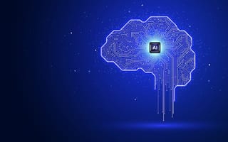 Image of a glowing brain with an AI chip inside