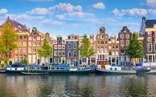 Panoramic view of the historic city center of Amsterdam.