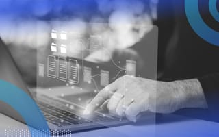 Developer querying data in a serverless architecture with illustration overlay