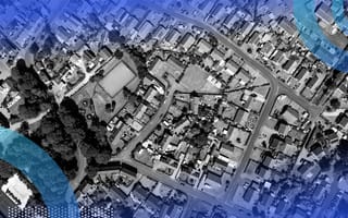 An aerial view of a neighborhood