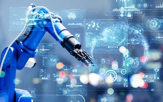 Robotic arm overlaid with equations