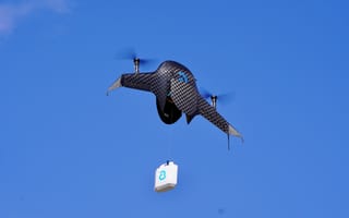 Airbound's drone making a delivery,