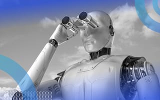 A robot using binoculars