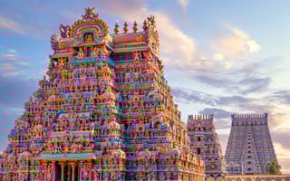 Colourful Temple Gopurams in Srirangam, Trichy