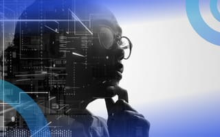 A woman looks pensive with an AI overlay