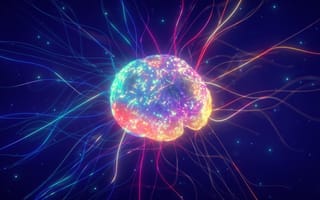 An image of a brain enshrined in electricity.