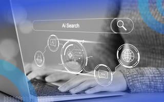 Person using AI search with search bar illustration