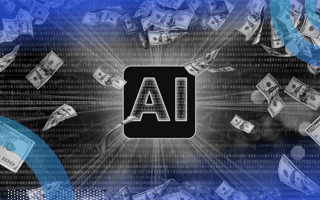 An AI logo surrounded by cash