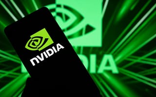 A photo of a smartphone with the Nvidia logo on it, against a backdrop with the Nvidia logo.