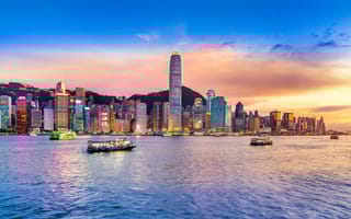 Hong Kong cityscape at sunset