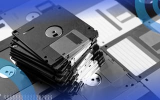 A stack of vintage floppy disks