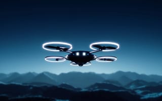 Drone flies over mountain.