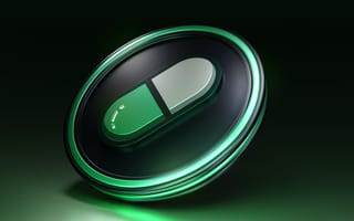 A variation of the Pump.fun logo, which is a pill that is half green and half white.