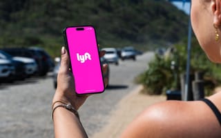 Customer hails ride on lyft app.
