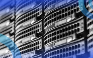 A row of data storage hard drives