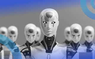 AI robots standing in a line representing AI revolution