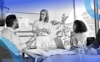 Company brainstorming session in boardroom