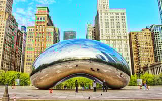 A photo of Chicago's Cloud Gate sculpture is pictured.