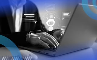 Person using an AI Agent with image of ai bot overlay