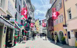 A busy pedestrian street in Zurich is pictured.