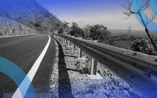 A highway with a guardrail