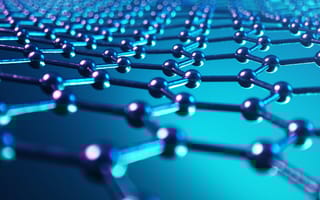 3D rendering of graphene's hexagonal atomic structure