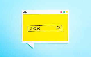 A paper cutout of a web browser with the word job written in a drawn-in search bar