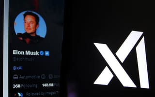 The xAI logo next to a close up of the profile image on Elon Musk's X account.