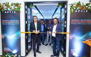 The ribbon is cut on Aptiv's new technical center in Chennai.
