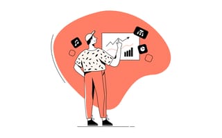Digital Product Manager concept with character.