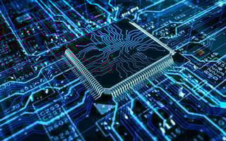 Close-up of semiconductor chip.