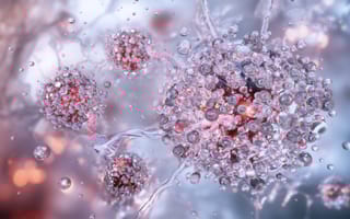 Close-up of entangled neurons with water droplets, creating a translucent, intricate network.