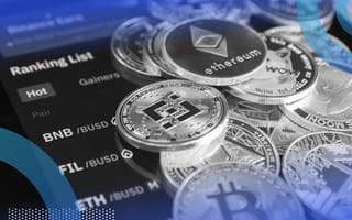 Spread of cryptocurrency coins on a phone ranking cryptocurrencies