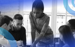 Middle manager working with team