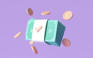 A cute illustration of a wad of cash is shown.