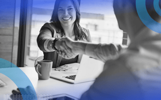 Person shaking hands after successful job interview