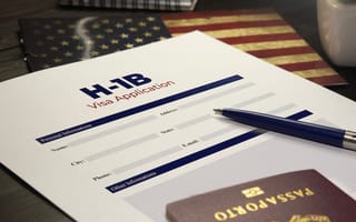 A photo of a H-1B visa application.
