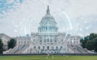 Trump Wants to Stop AI Regulation. These States Have Other Ideas. An image of the White House is overlaid with the circuit of an AI chip.