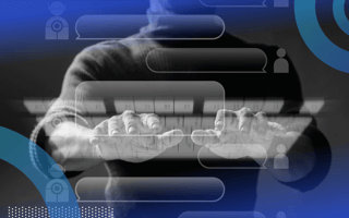 A user works on a transparent keyboard to chat with a chatbot