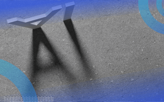 Letters project a shadow that says AI